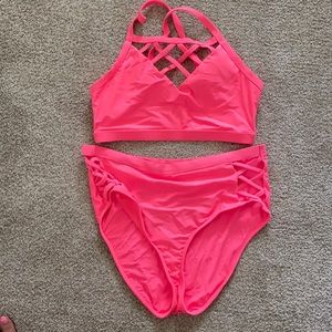 Forever 21 hot pink bikini size 2X